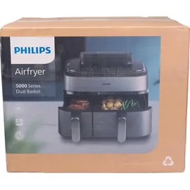 Philips 5000 Series Steam Airfryer Dual Basket NA555/00 Silber/Edelstahl