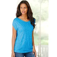 LASCANA Kurzarmshirt "mit Schulterraffung", Damen, Gr. 40/42, blau (türkis),