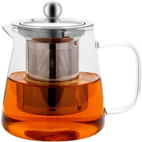 Honneeo Teekanne Glas 450ml, mit Siebaufsatz Herausnehmbaren 304 Edelstahl Teefilter Hitzebeständiges Glaskanne Ideal zur Zubereitung von Losen Tees, Teeblumen Glass Teapot Glasteekanne