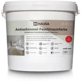 Hausa Antischimmelfarbe für feuchte Räume weiß 3kg Wandfarbe hochdeckend Farbe für Keller Bad Küche Langzeitschutz gegen Schimmel an feuchten Oberflächen anwendbar atmungsaktiv abwaschbar