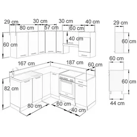 Vicco Winkelküche L-Form 190 cm Anthrazit Hochglanz/Weiß