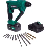VONROC Akku-Bohrhammer – 20 V – Inkl. 4,0 Ah Akku und Ladegerät – 1,3 Joule – SDS-plus – Inkl. Zubehör und Werkzeugtasche