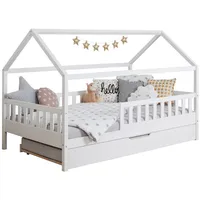 TICAA Hausbett Kay 100 x 200 cm Kiefer massiv weiß