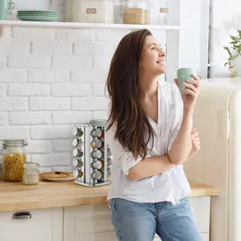 Relaxdays Gewürzregal Gewürzkarussell 34 x 19 x 19 cm Silber