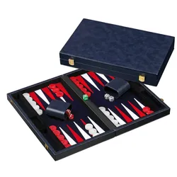 Philos-Spiele Backgammon blau, medium, Kunstleder 1734