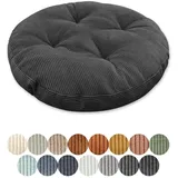 Lsjoaw Sitzkissen Rund 55cm Dicke 8cm 1 Stück Bodenkissen Rund Sitzpolster Stuhlauflage Sitzpolster Stuhlkissen Polster Auflage für Wohnzimmer Büro Konferenzraum Cordstoff (Schwarz)