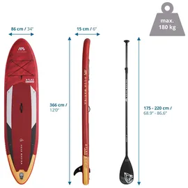 Aqua Marina SUP Atlas 12.0 Stand up Paddle Board Set 366 x 86 x 15 cm rot