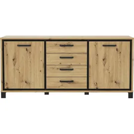 Forte Sideboard Trondheim 178,4 x 81,3 x 41,5 cm Artisan Eiche/Schwarz
