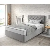 DeLife Boxspringbett Dream-Great 120x200 cm Mikrofaser Grau mit Matratze und Topper