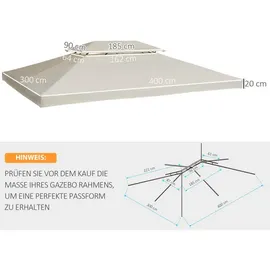 Outsunny Ersatzdach 300 x 400 cm 1 Stück Beige