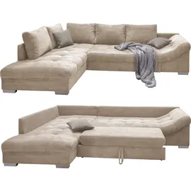 luma-home schönes für dein zuhause Ecksofa modern Schlafsofa Eckcouch Polsterecke L-Form Ottomane links Cord Beige / 17204 - Beige