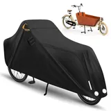 Lastenrad Abdeckung, 420D Oxford Fahrradabdeckung Wasserdicht Lastenfahrrad Abdeckplane mit Reflektorstreifen & UV-Schutz, Fahrradgarage für Lastenrad Fahrradschutzhülle Cargo Bike, 270x75x100cm