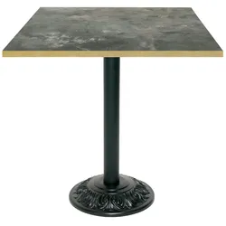Restootab Tisch Bistrot-Stil 70x70cm - Modell Metal Stein mit messingfarbenen Kanten
