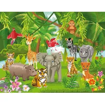 Papermoon Fototapete Kids Jungle Animals bunt Fototapeten Tapeten Bauen Renovieren