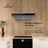 Klarstein Dunstabzugshaube 60cm, Abluft-Dunstabzugshaube, Dunstabzug mit Filter Spülmaschinenfest, LEDs & Touch-Bedienfeld, Leise Abzugshaube mit 175 m3/h Abluftleistung SenseControl integrierte Touch-Steuerung Edelstahl Acrylglasfront