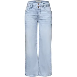 STREET ONE Loose-fit-Jeans STREET ONE, Damen, Gr. 34, Länge 26, blau (bleached random wash), Jeans, 89% Baumwolle, 8% Polyester, 3% Elasthan, unifarben, 7/8-Länge, Jeans, im Loose Fit