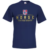 Norwegen WM-2026 T-Shirt Norge Fanshirt Nation Trikot Navyblau XL - XL