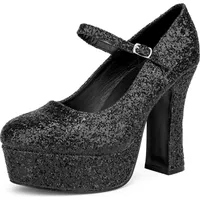 Maskworld Plateau Schuhe glitter-schwarz