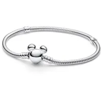 Pandora Moments Schlangen-Gliederarmband mit Micky Maus Verschluss Silber 593061C00-17 Größe 17 cm