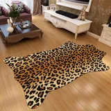 RobustWeg Teppich mit Zebramuster,kuhfell Teppich,kuhfell Teppich kunstfell,Kunstfaser Teppich Rinderfell,unregelmäßiges Muster,rutschfest,Waschbar,für Wohnzimmer,Schlafzimmer,Heimdekoration
