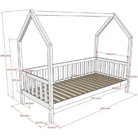 Vipack Hausbett CABANE 90 x 200 cm Kiefer massiv weiß