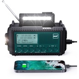 Kurbelradio DAB+/DAB/UKW mit 5000mAh Akku Wiederaufladbare, Notfallradio mit Taschenlampe & Leselicht, Tragbare Camping Radio mit USB Handyladefunktion FM Dynamo, SOS-Alarm für Wandern, Outdoor