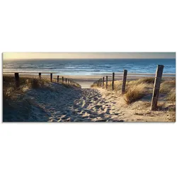 Glasbild ARTLAND "Weg zum Nordseestrand Sonnenuntergang", beige (farbe bild(er): naturfarben), B:125cm H:50cm, Bilder, in verschiedenen Größen