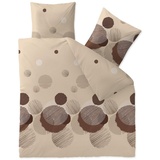 CelinaTex Touchme Biber Bettwäsche 200 x 200 cm 3teilig Baumwolle Bettbezug, Set, Bettgarnitur für Sommer und Winter, ganzjährig, pflegeleicht, Lina beige grau