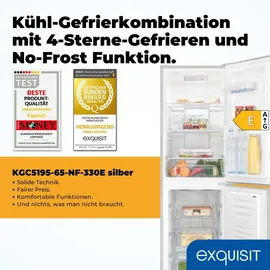 Exquisit KGC5195-65-NF-330E Kühl-Gefrierkombination (193 l, 1575 mm hoch, Silber)