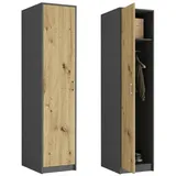home collective Kleiderschrank mit 1 Tür, mit Kleiderstange und Einlegeboden 42x55x180 cm, Anthrazit Artisan