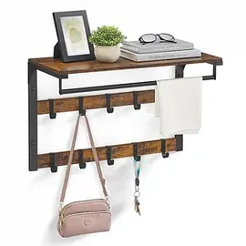 VASAGLE Wandgarderobe braun Holz 10 Haken 65,0 x 42,0 cm