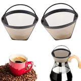 Lohill 2 Stück Kaffeefilter Dauerkaffeefilter Größe 4 Wiederverwendbar 8-12 Tassen Edelstahl Kaffee Filter 100 Mesh Korb Waschbar Kaffeefilter mit Griff Für Meiste Kaffeemaschine