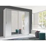 Schiebetürenschrank Schrank VISBY Weiss matt + Spiegel 200x215 cm - Weiß