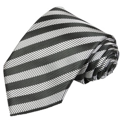 Paul Malone Krawatte Herren Hochzeitskrawatte gestreift – Mikrofaser – Bräutigam Schmal (6cm), schwarz grau V10 grau schmal – 6 cm x 150 cm