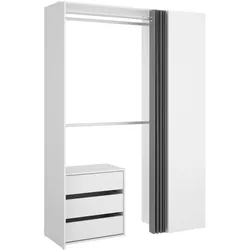 Dmora Kleiderschrank Schlern, Struktur für begehbaren Kleiderschrank, Offene Garderobe, 141x52h205 cm, Weiß und Anthrazit