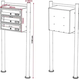 Wiltec Briefkastenanlage 3 Fächer schwarz