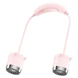 Tragbarer Nackenventilator - Halsventilator - Blattlos - USB wiederaufladbar - Biegbar - Stufenlos einstellbar - Leise - 800 mAh - Rosa
