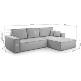 ax living Blau Cord Couch L Form – Cedria L+R Wohnlandschaft 287cm