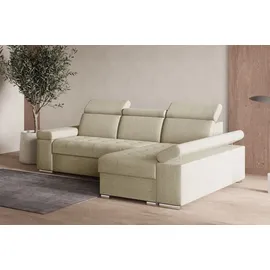 e-meubles Ecksofa mit Schlaffunktion Eckcouch mit Bettkasten Sofa Couch mit verstellbare Kopfstütze L-Form Polsterecke Schlafsofa Gästebett - 260x168x94 cm