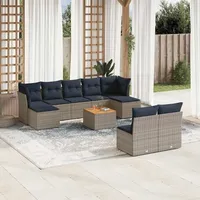 vidaXL Gartensofa-Set 10-tlg. grau Polyrattan