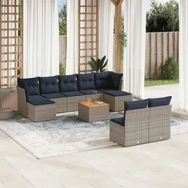 vidaXL Gartensofa-Set 10-tlg. grau Polyrattan