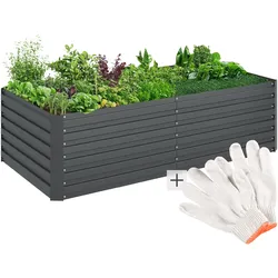 tectake® Hochbeet, aus verzinktem Stahl, stabil, sicher, witterungsbeständig, 200 x 100 x 56 cm