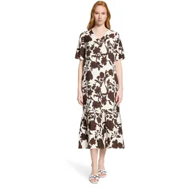 Cartoon Midikleid Floralmuster Braun/Weiß 40