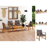 vidaXL 5-tlg. Garten-Lounge-Set mit Auflagen Massivholz Akazie