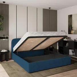 masseno Polsterbett, Blau, Holz, 140x200 cm, Schlafzimmer, Betten, Polsterbetten