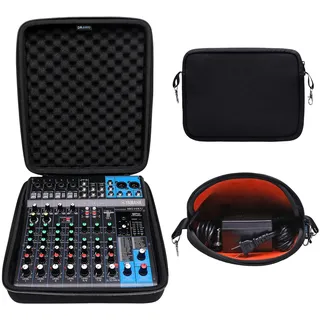 DR·AMIU Hartschalenkoffer kompatibel mit Yamaha MG10XU oder MG10 10-Input Stereo Mixer mit kleiner Aufbewahrungstasche, Schwarz