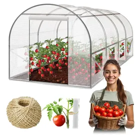 Plonos Gewächshaus Stahl Weiß PE-Folie 140 g/m2 9 m2