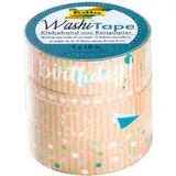 Folia Washi-Tape Happy Birthday 4 Rollen 10 m x 15 mm/10 m x 5 mm