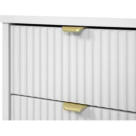 Mirjan24 Schreibtisch und Schminktisch Tireno Bis, Schlafzimmer Kosmetiktisch mit neun Schubladen, Goldfarben Aluminiumgriffe (Farbe: Sandbeige) - Beige