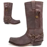 Western Cowboy Stiefel - Männer Square Toe Stiefel - mittelalterliche PU Leder Low Heel Mid Tube Ritter Stiefel für Cosplay,Grau,48 - 48 EU